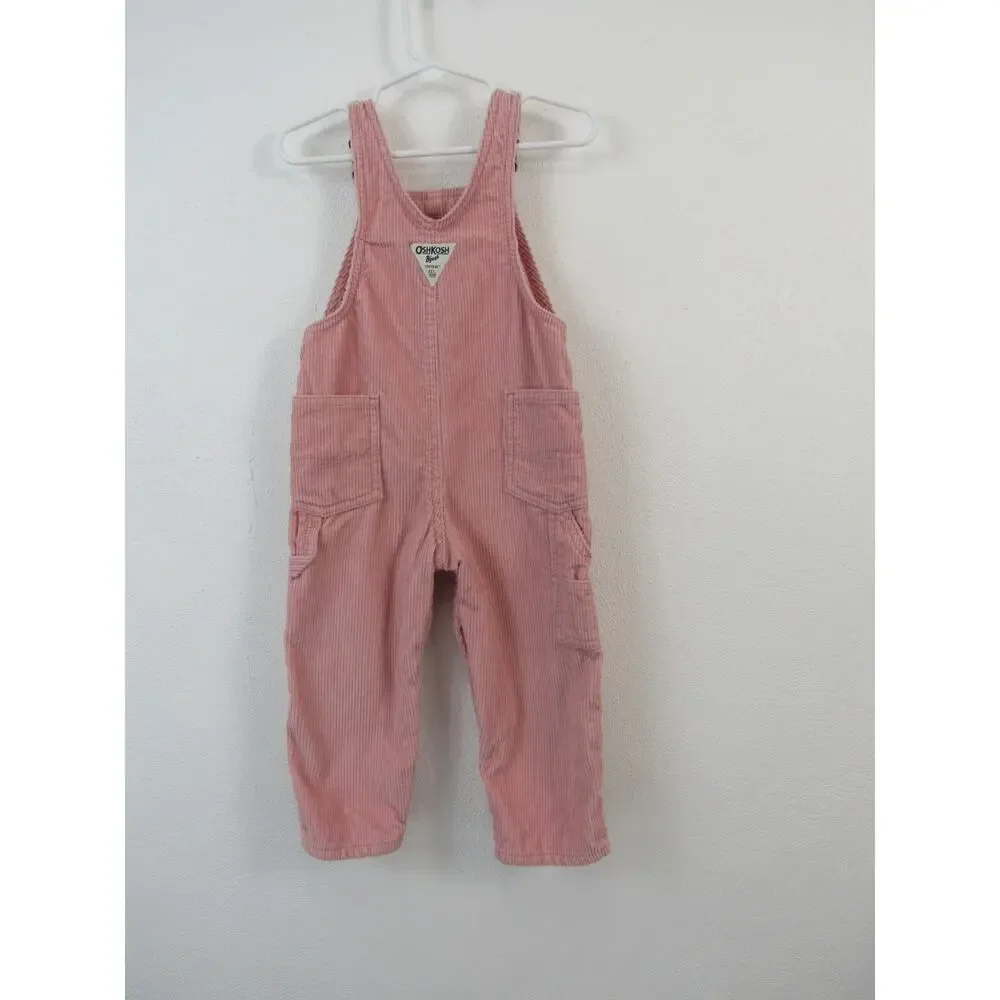 OshKosh B'Gosh 24M Baby Pink Corduroy Overalls Pants Jumper Bibs Coveralls
